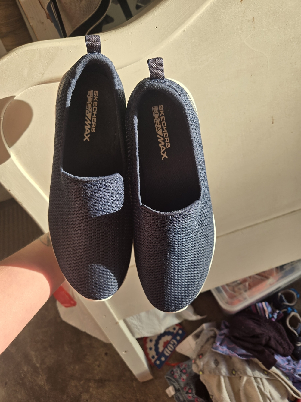 Skechers Goga Max Slip-On Sneakers in Navy